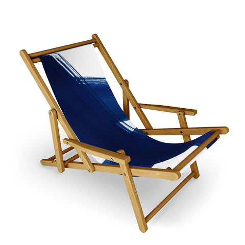 Kris Kivu Indigo Abstract Brush Strokes 4 Sling Chair