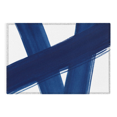 Kris Kivu Indigo Abstract Brush Strokes 4 Outdoor Rug