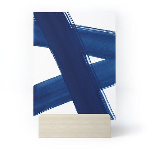 Kris Kivu Indigo Abstract Brush Strokes 4 Mini Art Print