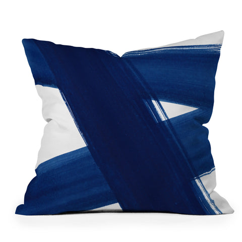 Kris Kivu Indigo Abstract Brush Strokes 4 Throw Pillow