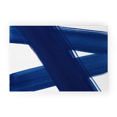 Kris Kivu Indigo Abstract Brush Strokes 4 Welcome Mat
