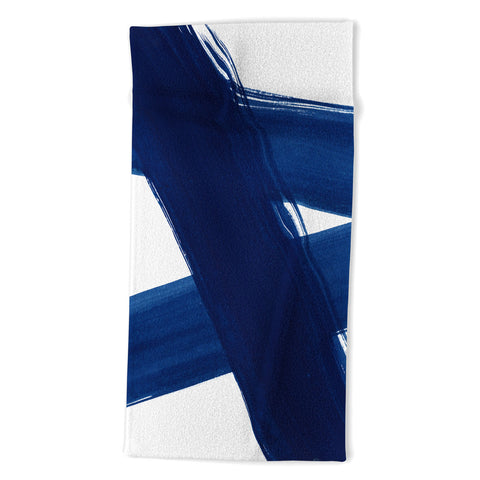 Kris Kivu Indigo Abstract Brush Strokes 4 Beach Towel
