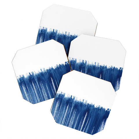 Kris Kivu Indigo Abstract Brush Strokes Coaster Set