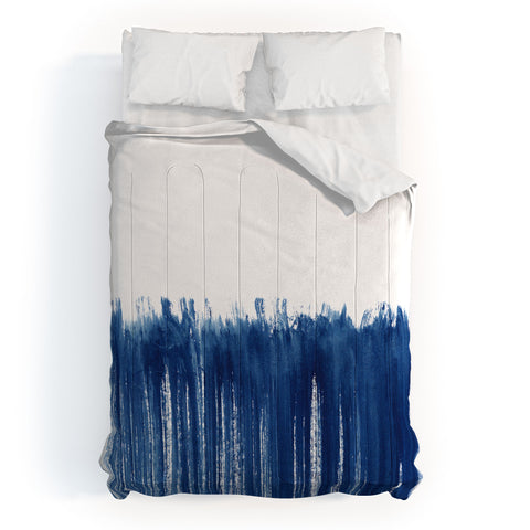 Kris Kivu Indigo Abstract Brush Strokes Comforter