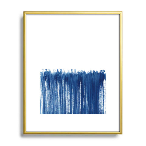 Kris Kivu Indigo Abstract Brush Strokes Metal Framed Art Print