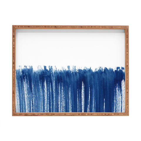 Kris Kivu Indigo Abstract Brush Strokes Rectangular Tray