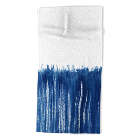 Kris Kivu Indigo Abstract Brush Strokes Beach Towel