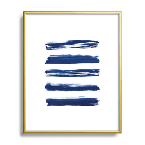 Kris Kivu Indigo Brush Strokes No 2 Metal Framed Art Print