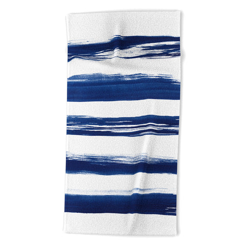 Kris Kivu Indigo Brush Strokes No 2 Beach Towel