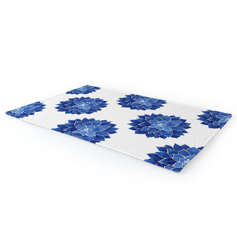 Kris Kivu Indigo Succulent Watercolor Area Rug