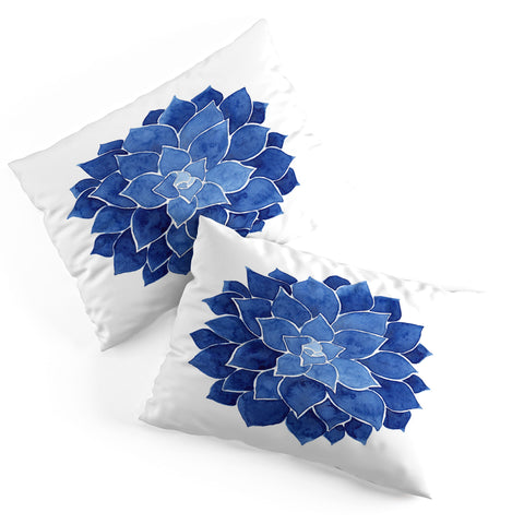 Kris Kivu Indigo Succulent Watercolor Pillow Shams