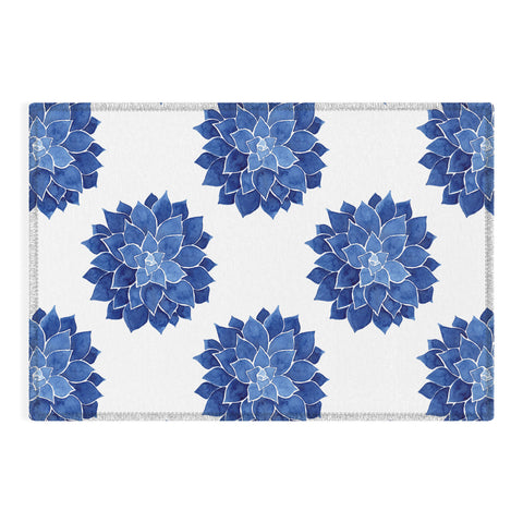 Kris Kivu Indigo Succulent Watercolor Outdoor Rug