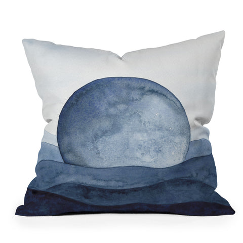 Kris Kivu Moon Landscape Throw Pillow