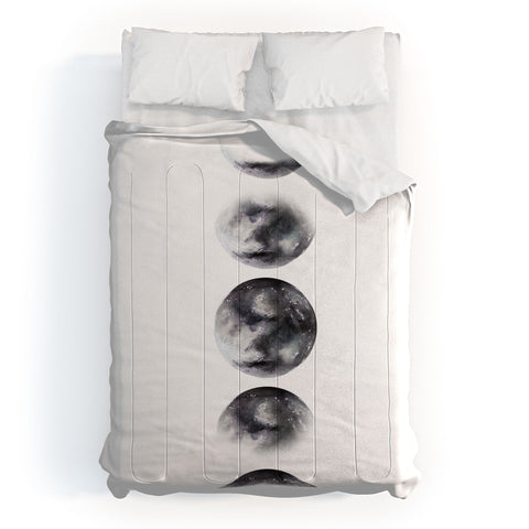 Kris Kivu Moon phases watercolor painting Comforter