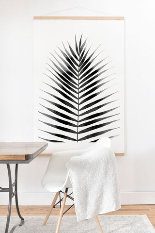 Kris Kivu Palm Leaf Watercolor Black and White Art Print And Hanger