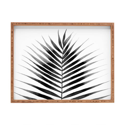 Kris Kivu Palm Leaf Watercolor Black and White Rectangular Tray