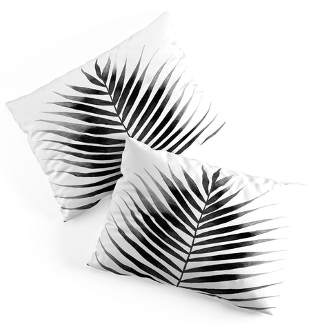 Kris Kivu Palm Leaf Watercolor Black and White Pillow Shams
