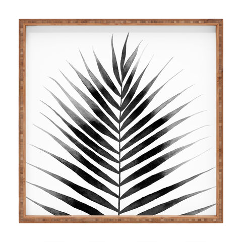 Kris Kivu Palm Leaf Watercolor Black and White Square Tray
