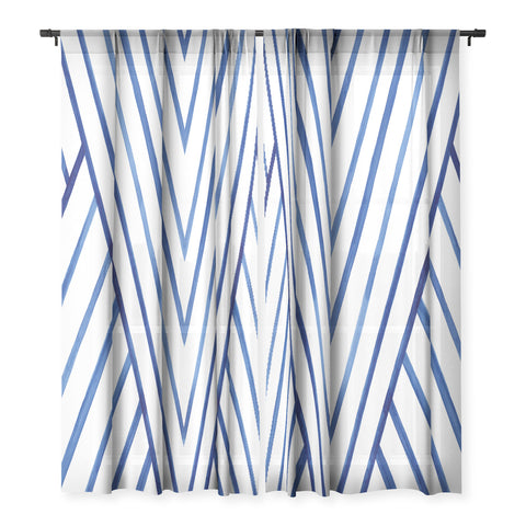 Kris Kivu Watercolor lines pattern Navy Sheer Non Repeat