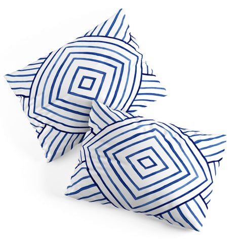 Kris Kivu Watercolor lines pattern Navy Pillow Shams