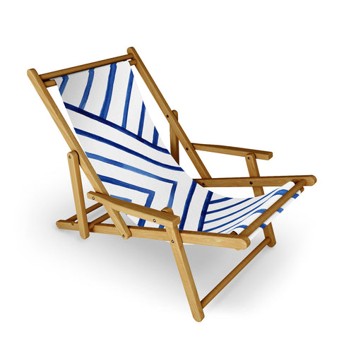 Kris Kivu Watercolor lines pattern Navy Sling Chair