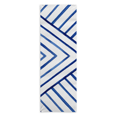 Kris Kivu Watercolor lines pattern Navy Yoga Towel