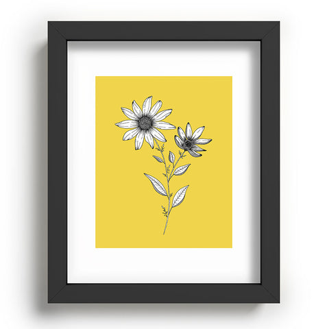 Kris Kivu Wildflower line drawing Botanical Art Recessed Framing Rectangle