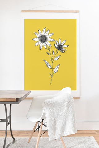 Kris Kivu Wildflower line drawing Botanical Art Art Print And Hanger