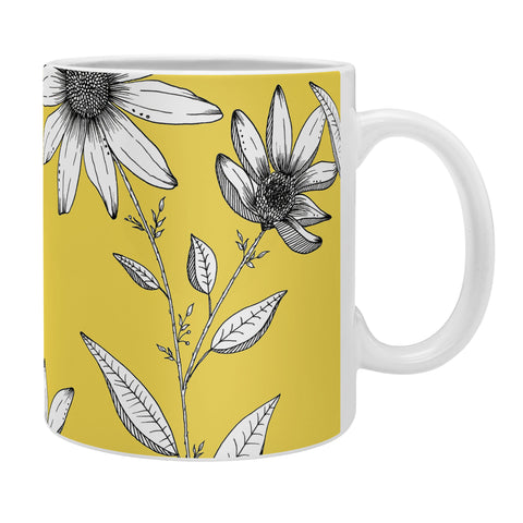 Kris Kivu Wildflower line drawing Botanical Art Coffee Mug