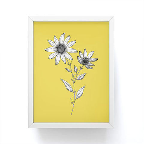 Kris Kivu Wildflower line drawing Botanical Art Framed Mini Art Print