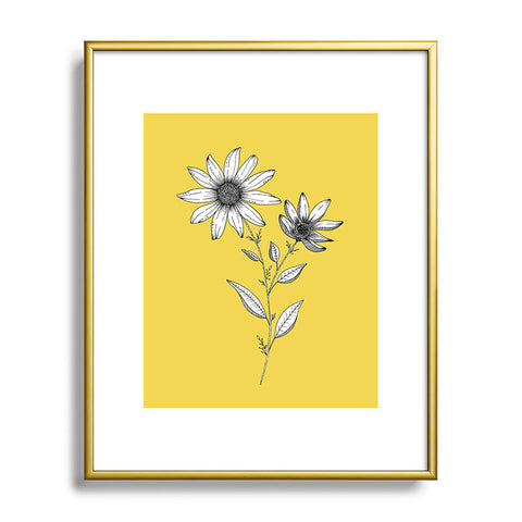 Kris Kivu Wildflower line drawing Botanical Art Metal Framed Art Print