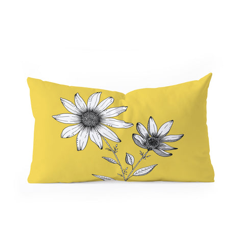 Kris Kivu Wildflower line drawing Botanical Art Oblong Throw Pillow
