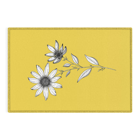 Kris Kivu Wildflower line drawing Botanical Art Outdoor Rug