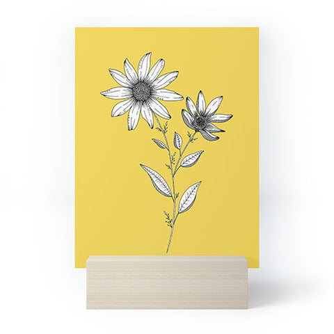 Kris Kivu Wildflower line drawing Botanical Art Mini Art Print