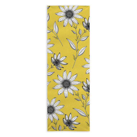 Kris Kivu Wildflower line drawing Botanical Art Yoga Towel