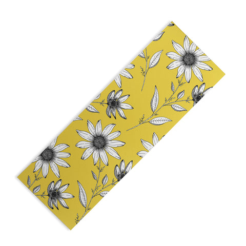 Kris Kivu Wildflower line drawing Botanical Art Yoga Mat