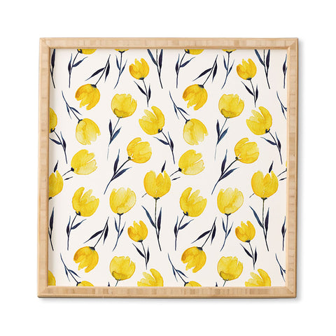 Kris Kivu Yellow Tulips Watercolour Pattern Framed Wall Art
