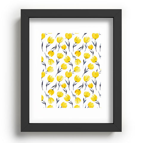 Kris Kivu Yellow Tulips Watercolour Pattern Recessed Framing Rectangle