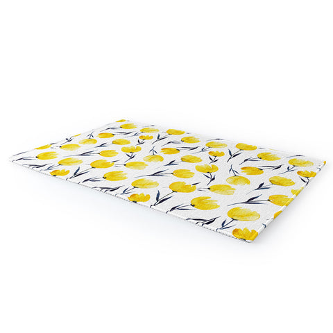 Kris Kivu Yellow Tulips Watercolour Pattern Area Rug