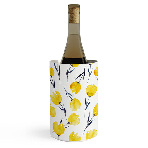Kris Kivu Yellow Tulips Watercolour Pattern Wine Chiller