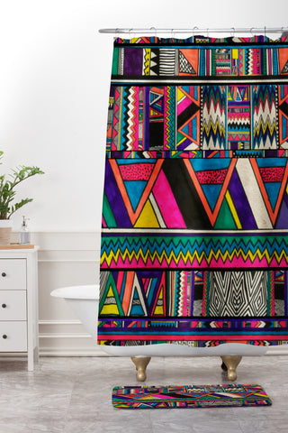 Kris Tate Aztec Colors Shower Curtain And Mat