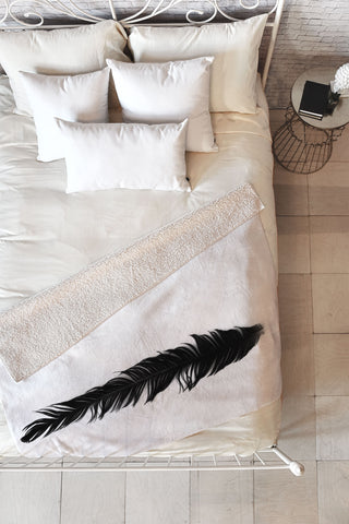 Krista Glavich Black Feather Fleece Throw Blanket