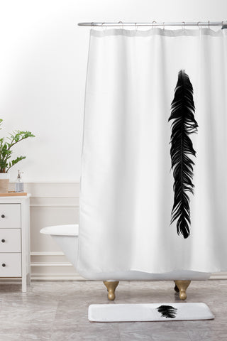 Krista Glavich Black Feather Shower Curtain And Mat
