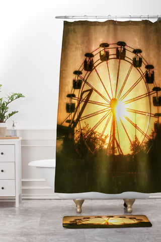 Krista Glavich Ferris Wheel Sunset Shower Curtain And Mat