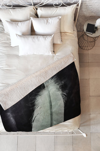 Krista Glavich White Feather Fleece Throw Blanket