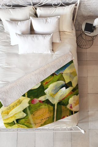 Land Of Lulu Alaska Flowers Fleece Throw Blanket