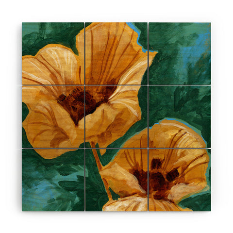 Land Of Lulu Two Flowers Wood Wall Mural