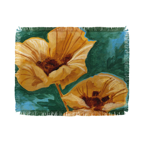 Land Of Lulu Two Flowers Throw Blanket