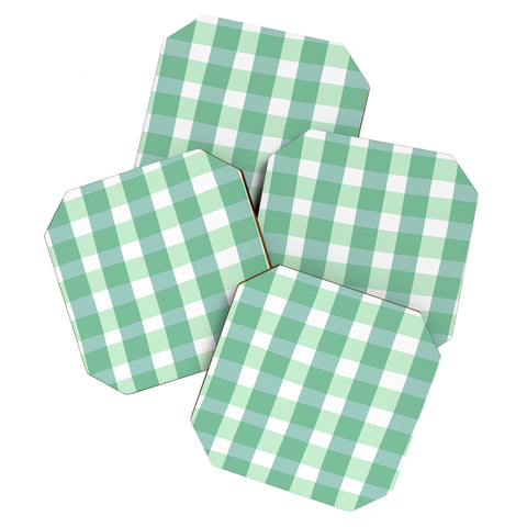 Lane and Lucia Green Gingham Coaster Set