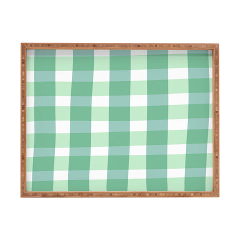 Lane and Lucia Green Gingham Rectangular Tray